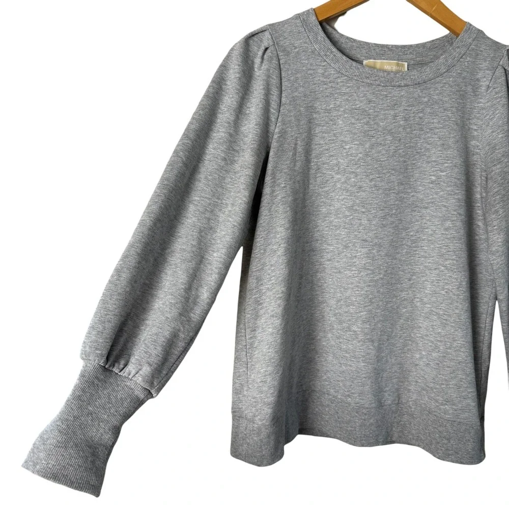 Michael Kors Gray Puff Sleeve Lightweight Sweatshirt Pullover Top‎ Size S